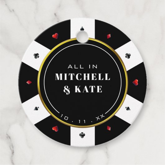 Poker Chip Bruiloft Bedankjes Labels (Voorkant)