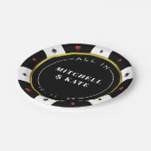 Poker Chip Bruiloft Papieren Bordje (Gekanteld)