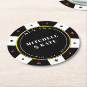 Poker Chip Bruiloft Ronde Kartonnen Onderzetter (Gebogen)