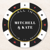 Poker Chip Bruiloft Ronde Kartonnen Onderzetter (Voorkant)
