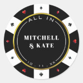 Poker Chip Bruiloft Ronde Sticker (Voorkant)