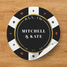 Poker Chip Bruiloft Ronde Sticker