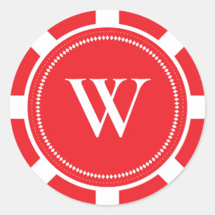 Poker Chip Bruiloft Stickers - Rood