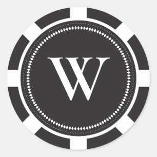 Poker Chip Bruiloft Stickers - Zwart