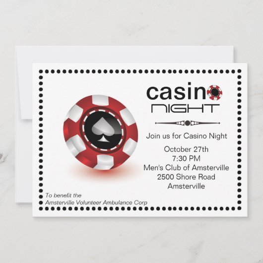 Poker Chip Casino Party Invitation Kaart (Voorkant)