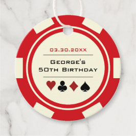 Poker Chip Casino Red van Witte Dag Bedankjes Labels