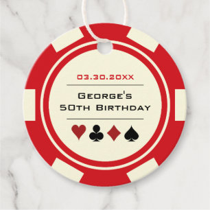 Poker Chip Casino Red van Witte Dag Bedankjes Labels