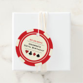 Poker Chip Casino Red van Witte Dag Bedankjes Labels (In situ)