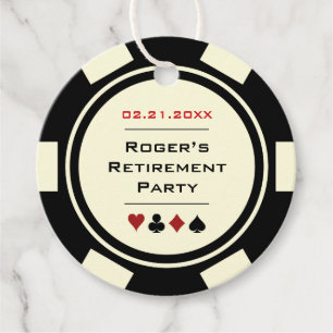 Poker Chip Casino Zwart Gebroken Wit Pensioen Bedankjes Labels