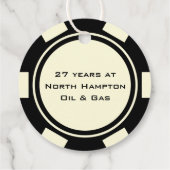 Poker Chip Casino Zwart Gebroken Wit Pensioen Bedankjes Labels (Achterkant)