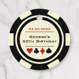 Poker Chip Casino Zwart Wit Verjaardag Bedankjes Labels