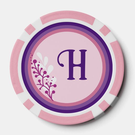 Poker Chip - Floral Uw initiaal toevoegen - (Achterkant)