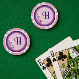 Poker Chip - Floral Uw initiaal toevoegen -
