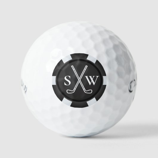 Poker Chip Golf Theme Monogrammed Golf Balls Golfballen (Voorkant)