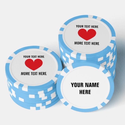 Poker chip golfbal marker met rood hart logo (Opstapeling)