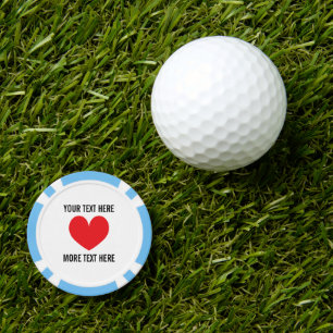 Poker chip golfbal marker met rood hart logo