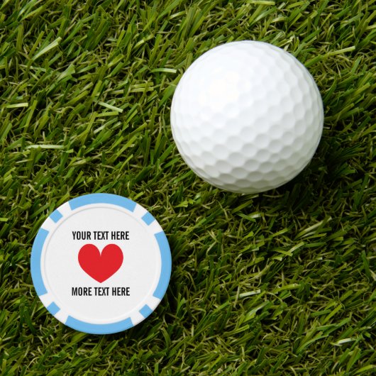 Poker chip golfbal marker met rood hart logo (Golfbal Marker)