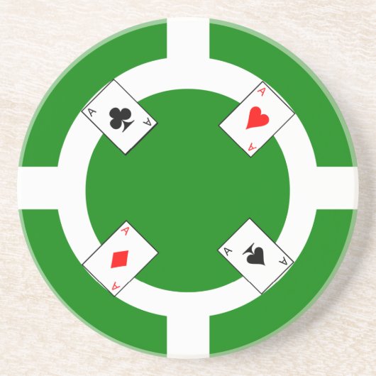 Poker Chip - Green Zandsteen Onderzetter (Voorkant)