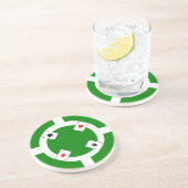 Poker Chip - Green Zandsteen Onderzetter (Zijkant)