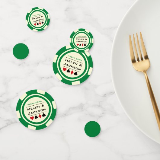 Poker Chip Groene Off-White Las Vegas Bruiloft Confetti (Groep)