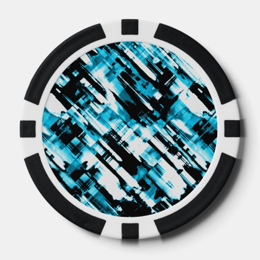 Poker Chip Heet Blauw Zwart abstract Digitalart G2 (Voorkant)