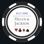 Poker Chip in Blauw Zwart Wit Las Vegas Bruiloft Ronde Sticker<br><div class="desc">Deze poker chip bruiloft stickers, in blauw, zwart, wit en rood, zou een perfecte aanvulling op de gunsten van uw gast of om hun casino stijl uitnodigingen te verzegelen. Personaliseer uw ontwerp met uw namen in het zwart in het midden, en een trouwdatum, dank u, enz. in blauw op de...</div>