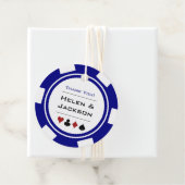 Poker Chip in Navy Blauw en Wit Casino Bruiloft Bedankjes Labels (In situ)