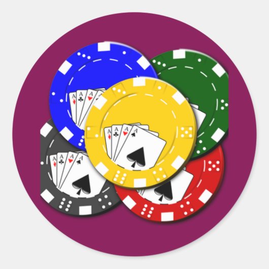 Poker Chip  Klassieke Ronde Sticker (Voorkant)