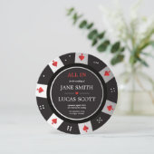 Poker Chip Las Vegas Casino Wedding Kaart (Staand voorkant)