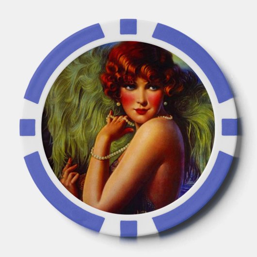 Poker Chip Lucky Redhead Exotische Flapper Party G (Voorkant)