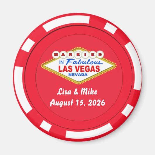 Poker Chip Magneet Getrouwd in Las Vegas (Voorkant)