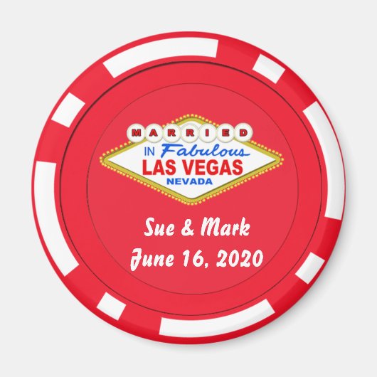 Poker Chip Magneet Getrouwd in Las Vegas (Voorkant)