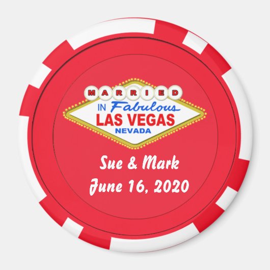 Poker Chip Magnet getrouwd in Las Vegas (Voorkant)
