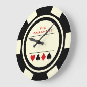 Poker Chip Man Cave Black and White Grote Klok (Hoek)