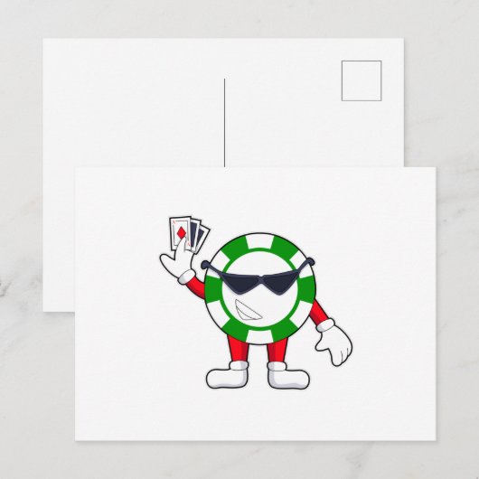 Poker chip met Poker cards Briefkaart (Voorkant / Achterkant)