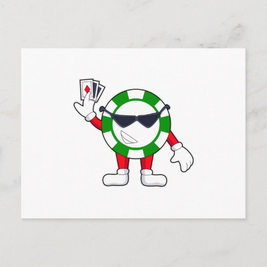 Poker chip met Poker cards Briefkaart (Voorkant)