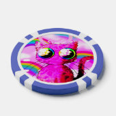 Poker chip met roze kawaii kat (Enkel)