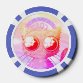 Poker chip met roze kawaii kat (Achterkant)
