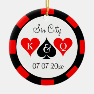Poker chip munt ornament voor Sin City bruiloft
