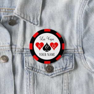 Poker chip naam knoppen voor Vegas bruiloft partij Ronde Button 7,6 Cm
