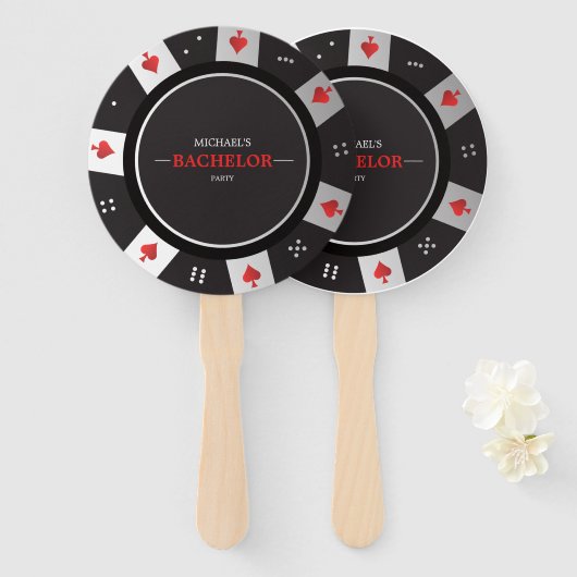 Poker Chip Night Bachelor Party Las Vegas Casino Handwaaier (Voorkant en achterkant)