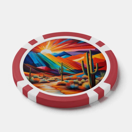 Poker Chip Set van Arizona Abstracte zonsondergang (Enkel)