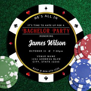 Poker Chip vrijgezellenfeest Kaart