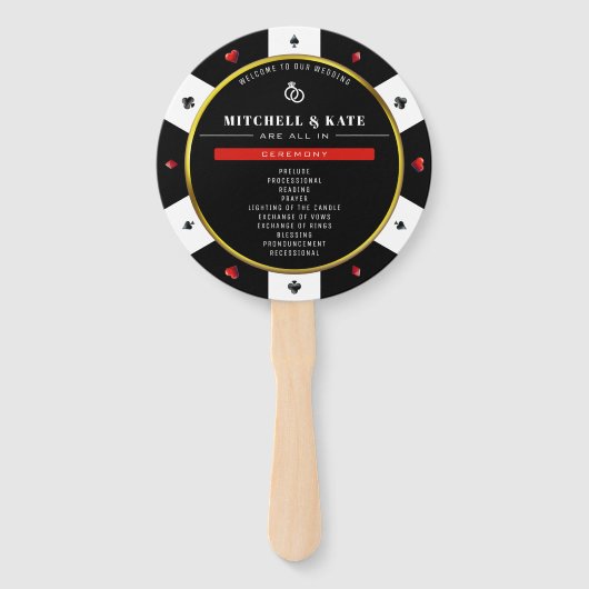 Poker Chip Wedding Programma Handwaaier (Voorkant)