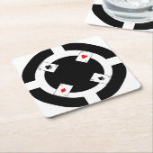 Poker Chip - zwart Kartonnen Onderzetters (Schuin)