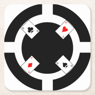 Poker Chip - zwart Kartonnen Onderzetters