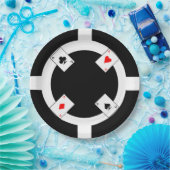 Poker Chip - zwart Papieren Bordje (Feest)