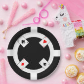 Poker Chip - zwart Papieren Bordje (Feest)