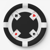 Poker Chip - zwart Papieren Bordje (Voorkant)