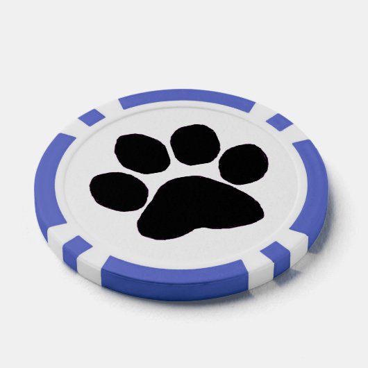 Poker Chip - Zwart Paw Print (Enkel)